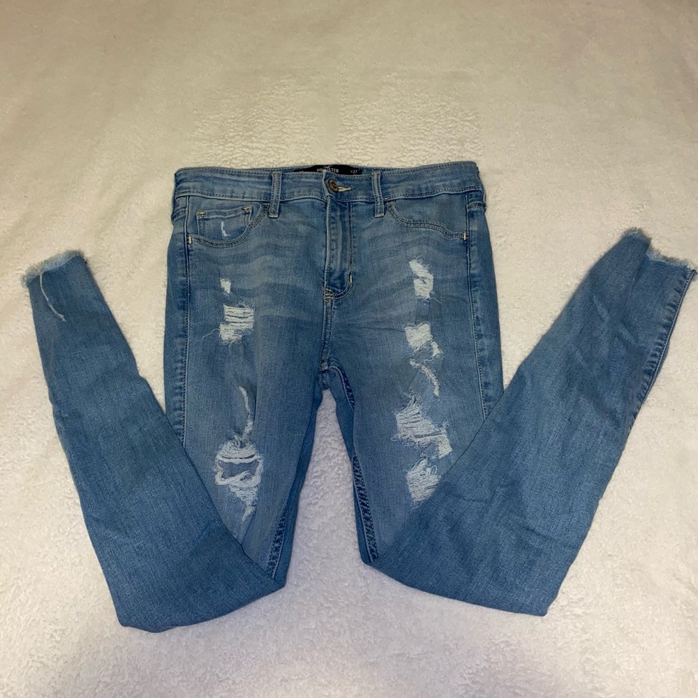 HIGH RISE SUPER SKINNY DISTRESSED JEANS